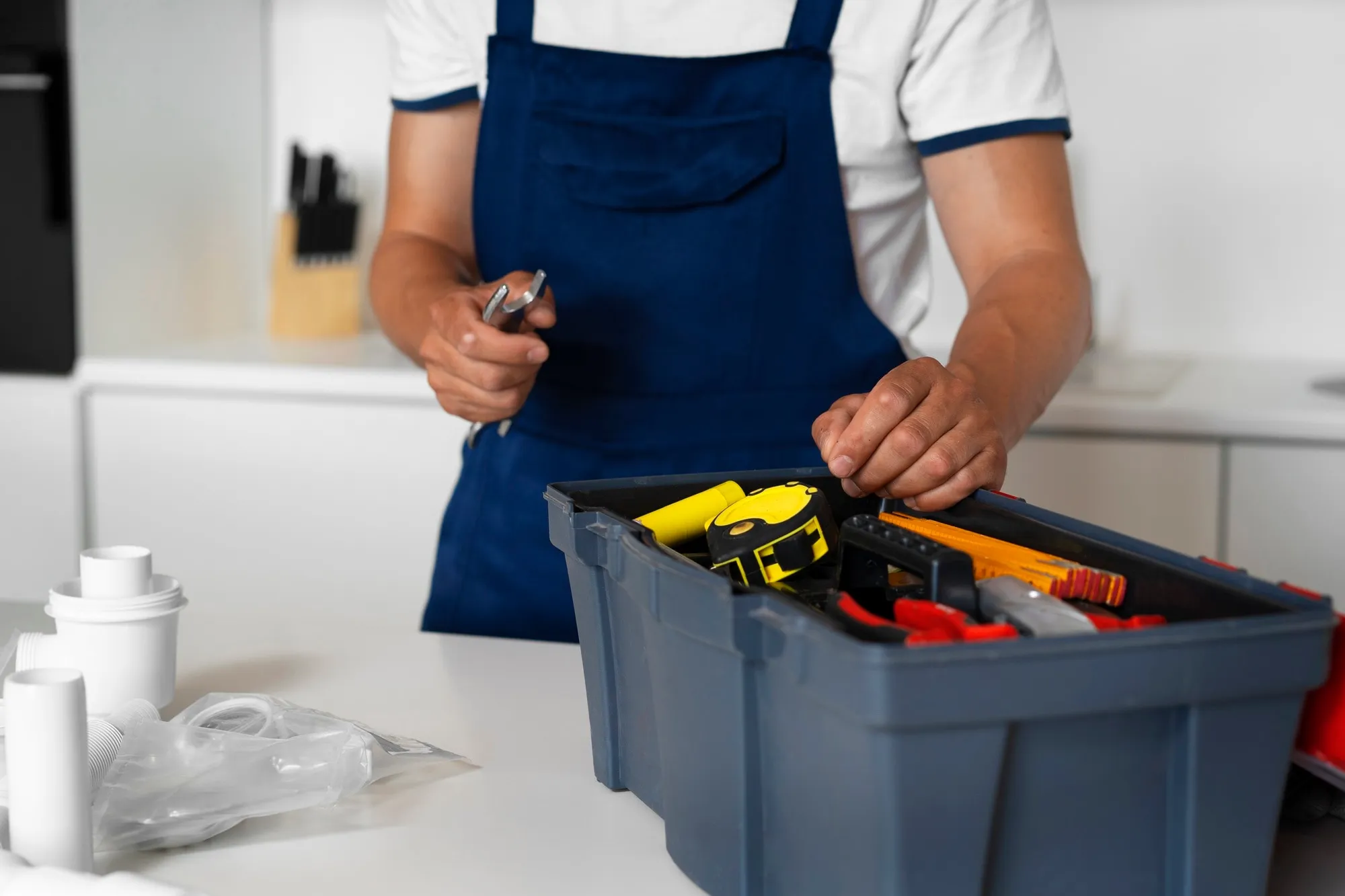 plumbing professional doing his